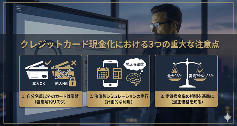 クレジットカード現金化における注意点