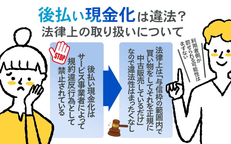 後払い現金化は違法？法律上の取り扱いについて